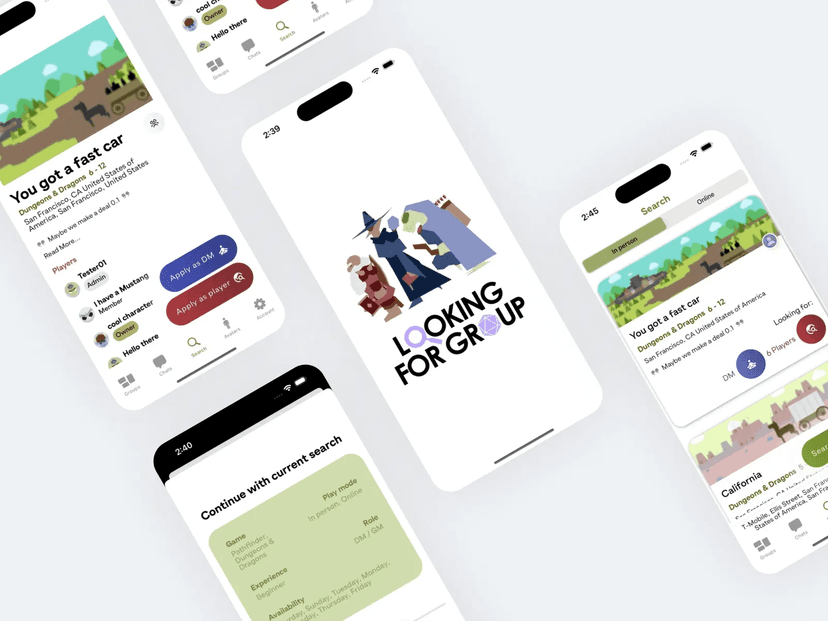 Screenshot of LFG (Looking for Group) project showing Gaming platform that matches players with similar interests to enjoy the world o...